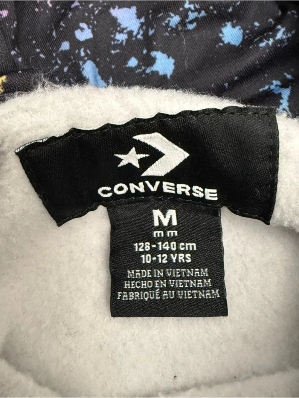 Converse Chuck Taylor Hoodie Kids Size M 10-12 Years Black Splatter Print